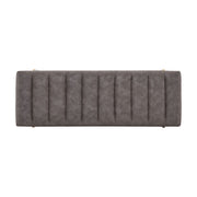 Luxury upholstered Noble House Thorian ottoman bench with channel tufting, gold metal base, gray fabric, and plush cushioning.