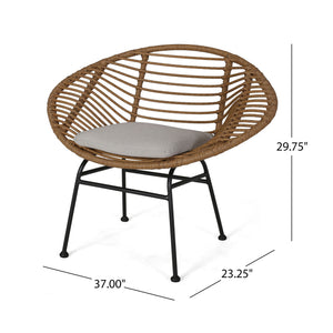 Cordella - Outdoor Woven Wicker Chairs With Cushions, (Set of 2)