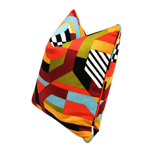 La Broderie - Square Embroidered Throw Pillow & Feather Down Insert - Colorpop Multicolored Embroidery - R&R Furniture Gallery (Fountain Valley, CA)