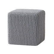 Chabani - Indoor Modern Knitted Fabric Cube Pouf Ottoman - Light Gray - R&R Furniture Gallery (Fountain Valley, CA)