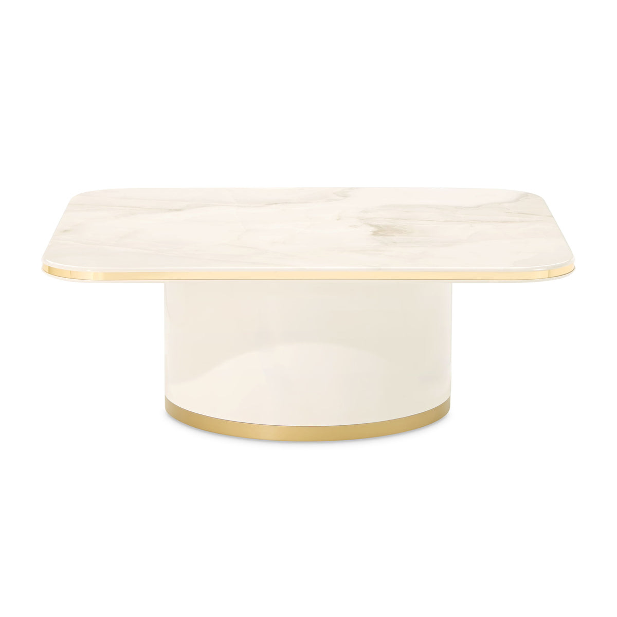 Michael Amini Gineverra rectangular cocktail table with sleek design and polished wood finish, ideal for modern living spaces.