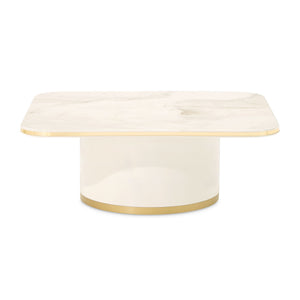 Michael Amini Gineverra rectangular cocktail table with sleek design and polished wood finish, ideal for modern living spaces.