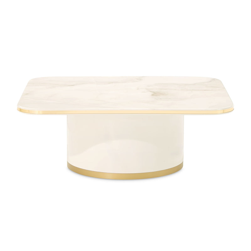 Michael Amini Gineverra rectangular cocktail table with sleek design and polished wood finish, ideal for modern living spaces.