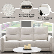 Lalisa - Power Motion Sofa With USB Port - Cream Chenille - R&R Furniture Gallery (Fountain Valley, CA)