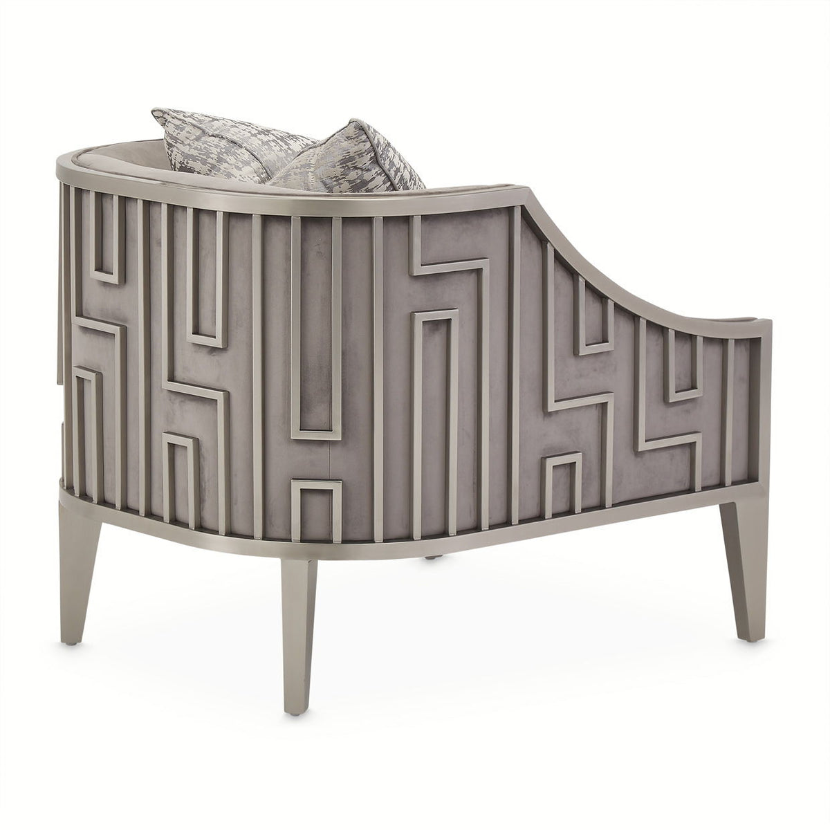 Roxbury Park - Velvet Accent Chair - Gray Pearl / Stainless Steel