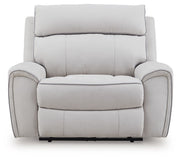 Social Pointe - Power Recliner / Adjustable Headrest - Pearl / Ash - R&R Furniture Gallery (Fountain Valley, CA)
