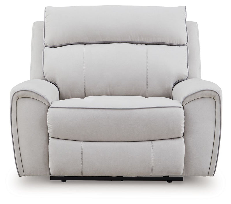 Social Pointe - Power Recliner / Adjustable Headrest - Pearl / Ash - R&R Furniture Gallery (Fountain Valley, CA)