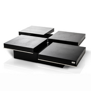 Horizon - Modern Black Crocodile Coffee Table w/ Pull Out Squares — view 2