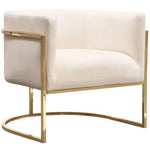 Pandora Accent Chair in Cream Velvet with Polished Gold Stainless Steel Frame