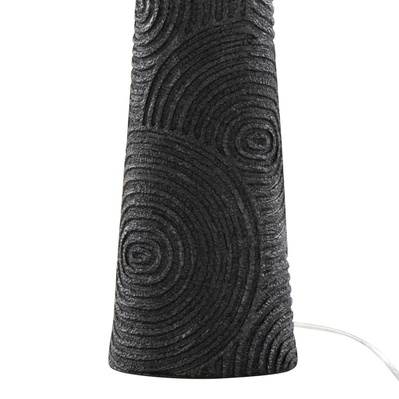 Set of two Lumi Source Kona contemporary table lamps with matte black bases, modern brass accents, and natural fabric shades.