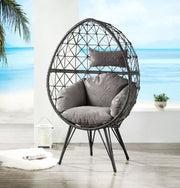 Aeven - Patio Lounge Chair - Light Gray Fabric & Black Wicker - R&R Furniture Gallery (Fountain Valley, CA)