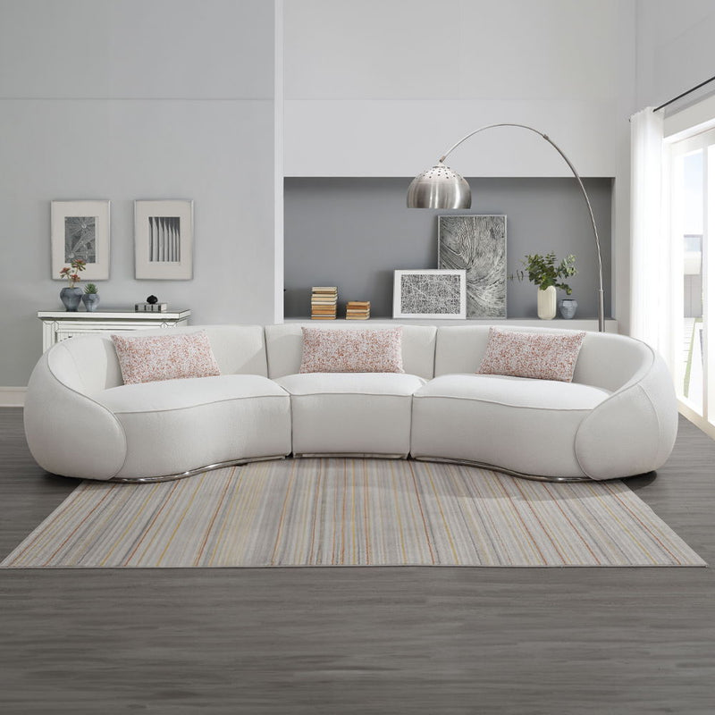 Sahara - Sectional Sofa With 3 Pillows - Beige Boucle - R&R Furniture Gallery (Fountain Valley, CA)