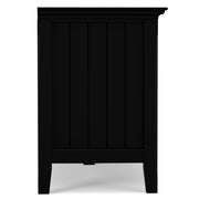 Simpli-Home Acadian TV media stand with open shelving and storage cabinets in a classic design, ideal for modern living rooms.