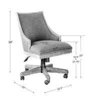 Uttermost Aidrian desk chair in charcoal with a modern design, featuring a cushioned seat and sleek metal legs.