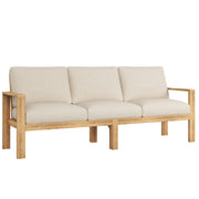 Outdoor 4 Pieces Acacia Sectional Patio Sofa Set - Light Gray / Teak - R&R Furniture Gallery (Fountain Valley, CA)