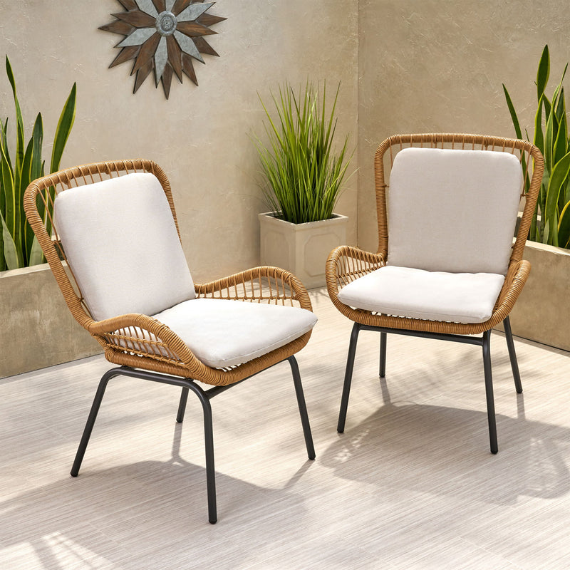 Outdoor Wicker Club Chair With Cushions (Set of 2) - R&R Furniture Gallery (Fountain Valley, CA)