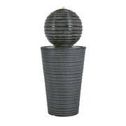 31.5" Tall Striped Column Fountain With LED Light Design For Outdoor Spaces - Gray - R&R Furniture Gallery (Fountain Valley, CA)