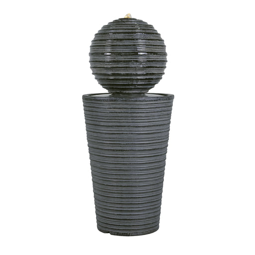 31.5" Tall Striped Column Fountain With LED Light Design For Outdoor Spaces - Gray - R&R Furniture Gallery (Fountain Valley, CA)