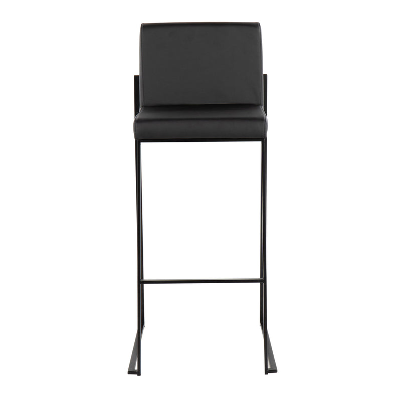 Lumi Source Fuji contemporary high back barstool with elegant design, featuring wooden legs and a cushioned seat for stylish seating.
