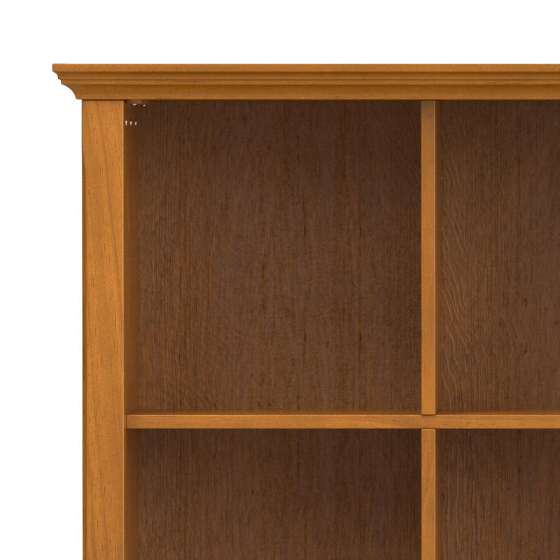 Simpli-Home Acadian handcrafted cube storage organizer with multiple compartments for versatile home organization.