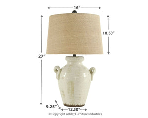 Emelda - Ceramic Table Lamp  - Cream - R&R Furniture Gallery (Fountain Valley, CA)