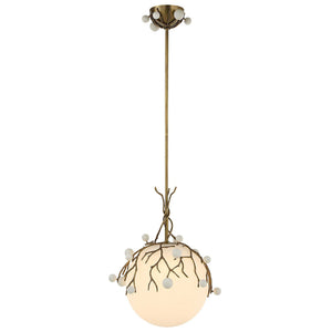 Budding Branches - Pendant - Light Antique Brass / White