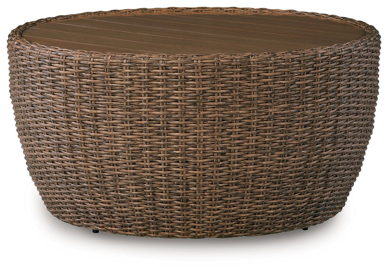 Double Point - Round Cocktail Table - Beige - R&R Furniture Gallery (Fountain Valley, CA)