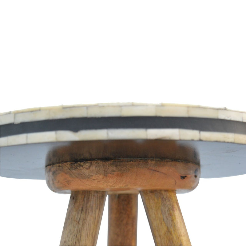 Inlay Bone Tripod Stool - Beige / White - R&R Furniture Gallery (Fountain Valley, CA)