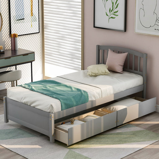 Platform Storage Bed Wood Bed Frame With Two Drawers And Headboard - R&R Furniture Gallery (Fountain Valley, CA)