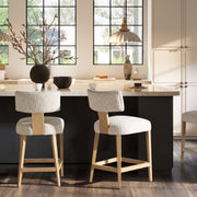 Penny - Round Arched Upholstered Counter Stool (Set of 2) - Travertine Beige - R&R Furniture Gallery (Fountain Valley, CA)