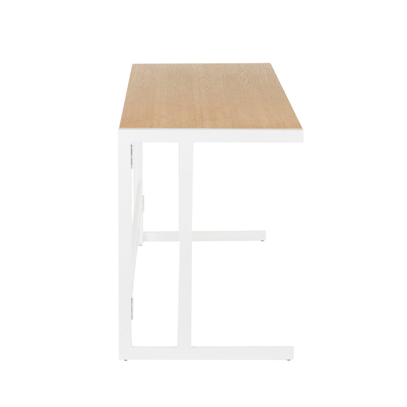 Lumi Source Roman industrial office desk with white tabletop and natural wood legs, perfect for modern writing and workspaces.