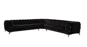 Delilah - Glam Black Fabric Sectional Sofa — view 3