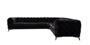 Delilah - Glam Black Fabric Sectional Sofa — view 2