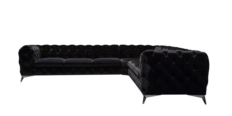 Delilah - Glam Black Fabric Sectional Sofa — view 2
