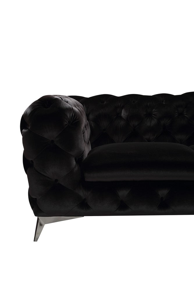 Delilah - Glam Black Fabric Sectional Sofa — view 5