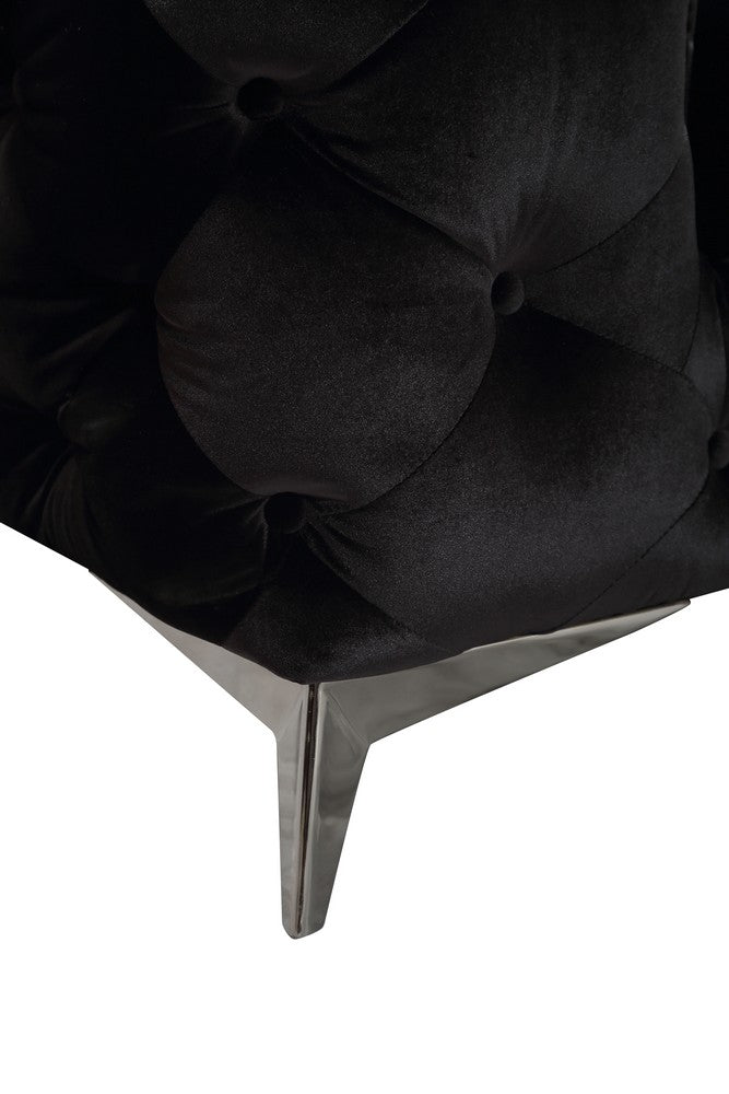 Delilah - Glam Black Fabric Sectional Sofa