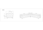 Delilah - Glam Black Fabric Sectional Sofa — view 4