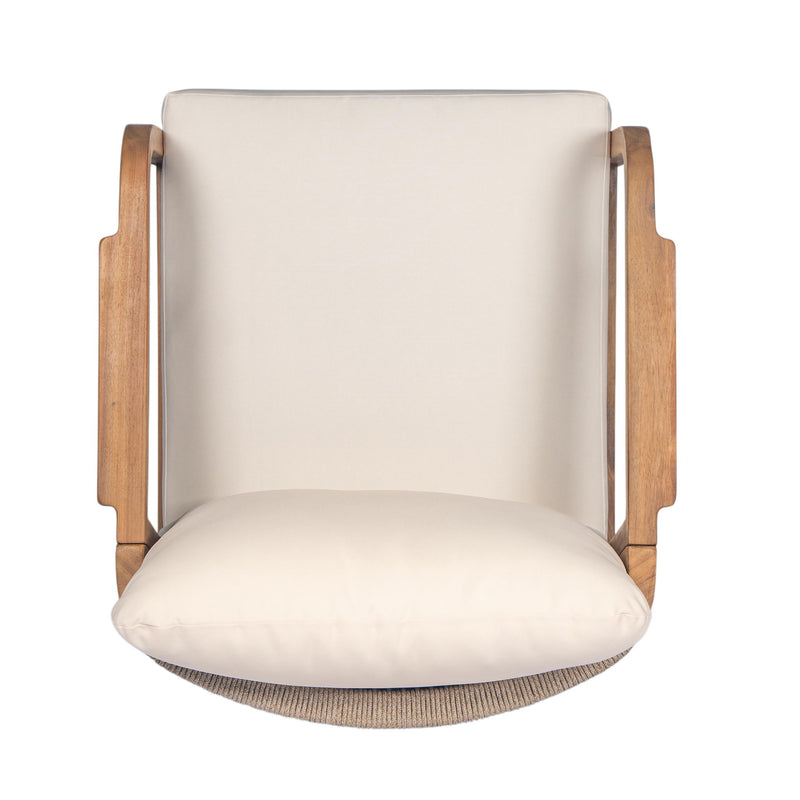 Outdoor Lounge Chair With Woven Backrest, Solid Wood Frame, Comfortable Cushions - R&R Furniture Gallery (Fountain Valley, CA)