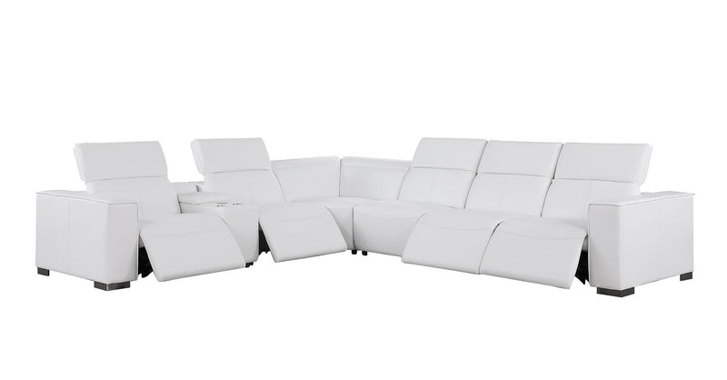 1208 - 7 Piece L-Shaped Leather Reclining Sectional With 4 Power Recliners