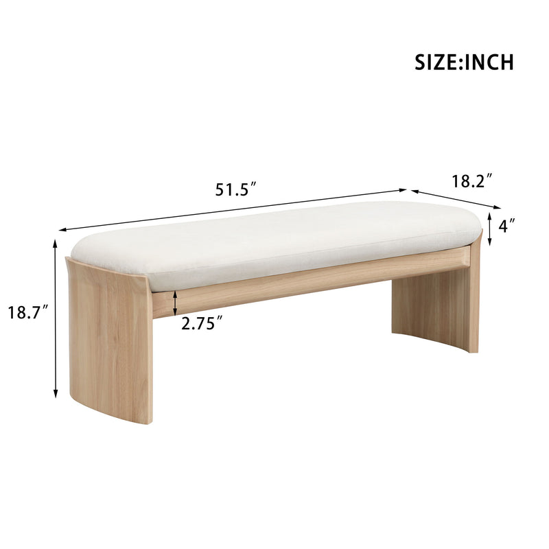 Footstool With Soft Cushion For Living Room - Beige / Natural - R&R Furniture Gallery (Fountain Valley, CA)