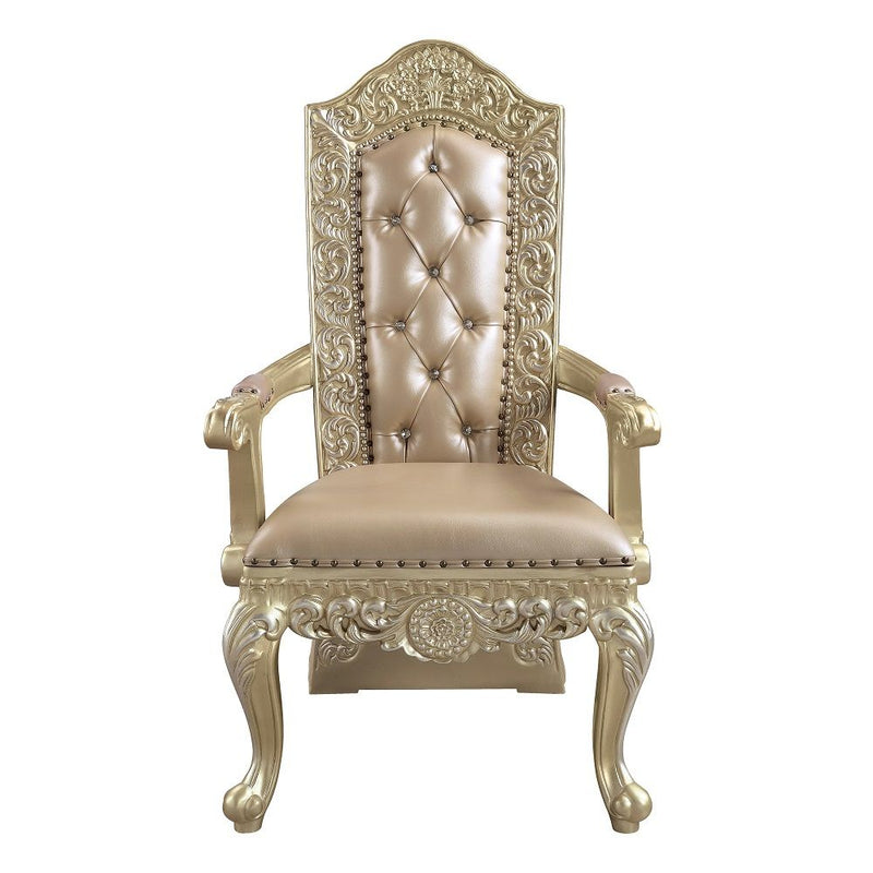 Vatican - Arm Chair (Set of 2) - Synthetic Leather & Champagne Silver - R&R Furniture Gallery (Fountain Valley, CA)