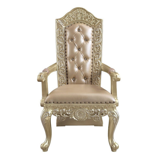 Vatican - Arm Chair (Set of 2) - Synthetic Leather & Champagne Silver - R&R Furniture Gallery (Fountain Valley, CA)