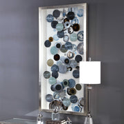 Uttermost Kella modern shadow box wall decor in blue with layered geometric design for contemporary interior decoration.