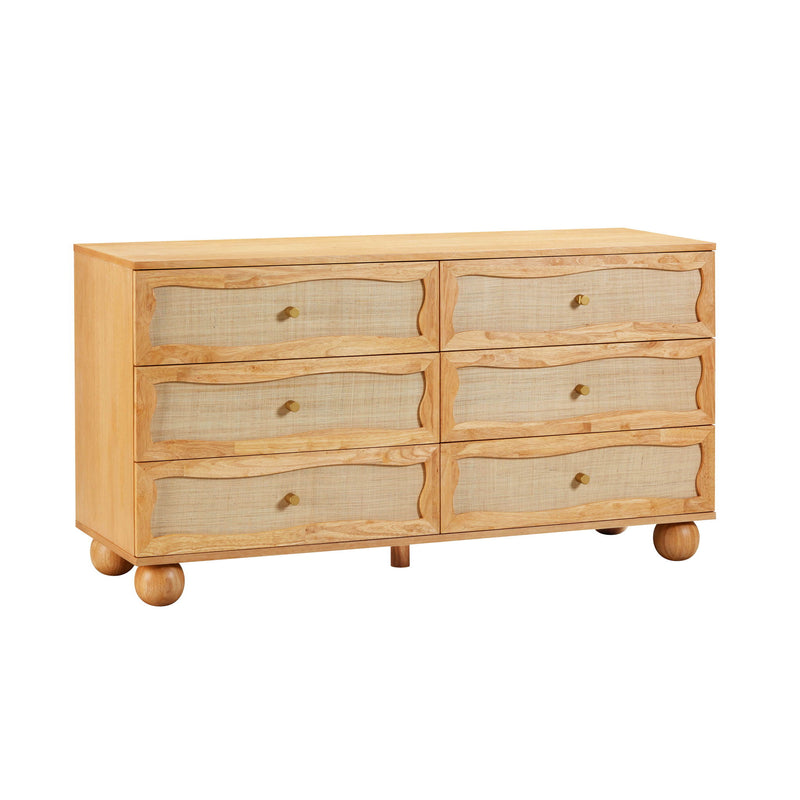 Grappa - Wood & Rattan Wavy Dresser - Natural - R&R Furniture Gallery (Fountain Valley, CA)