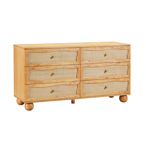 Grappa - Wood & Rattan Wavy Dresser - Natural - R&R Furniture Gallery (Fountain Valley, CA)