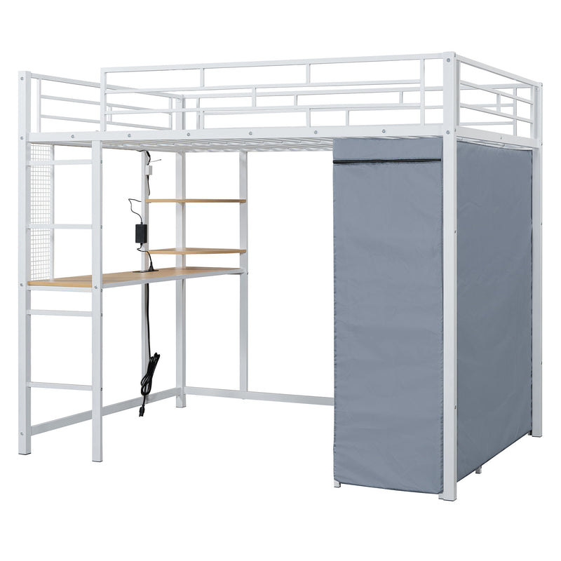 Loft Bed With Desk, Shelves, Power Outlet, LED Light And Wardrobe - R&R Furniture Gallery (Fountain Valley, CA)