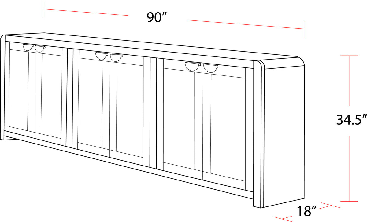 Escape - Dining Rectangular Table With Console And 8 Caster Chairs - Glazed Natural Oak Black Metal Trim