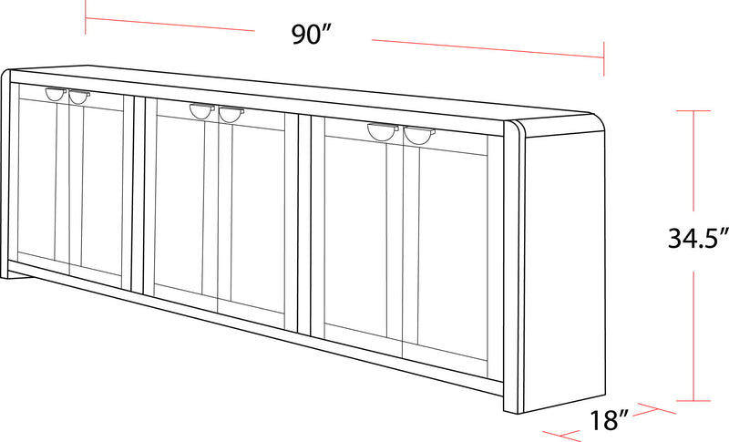 Escape - Dining Rectangular Table With Console And 8 Caster Chairs - Glazed Natural Oak Black Metal Trim