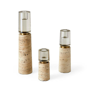 Optic - Candleholders (Set of 3) - Travertine