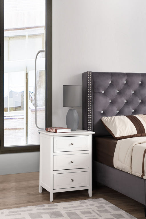 Glory Furniture Daniel 3 Drawer Accent Nightstand with wooden finish and modern design, featuring three spacious drawers.